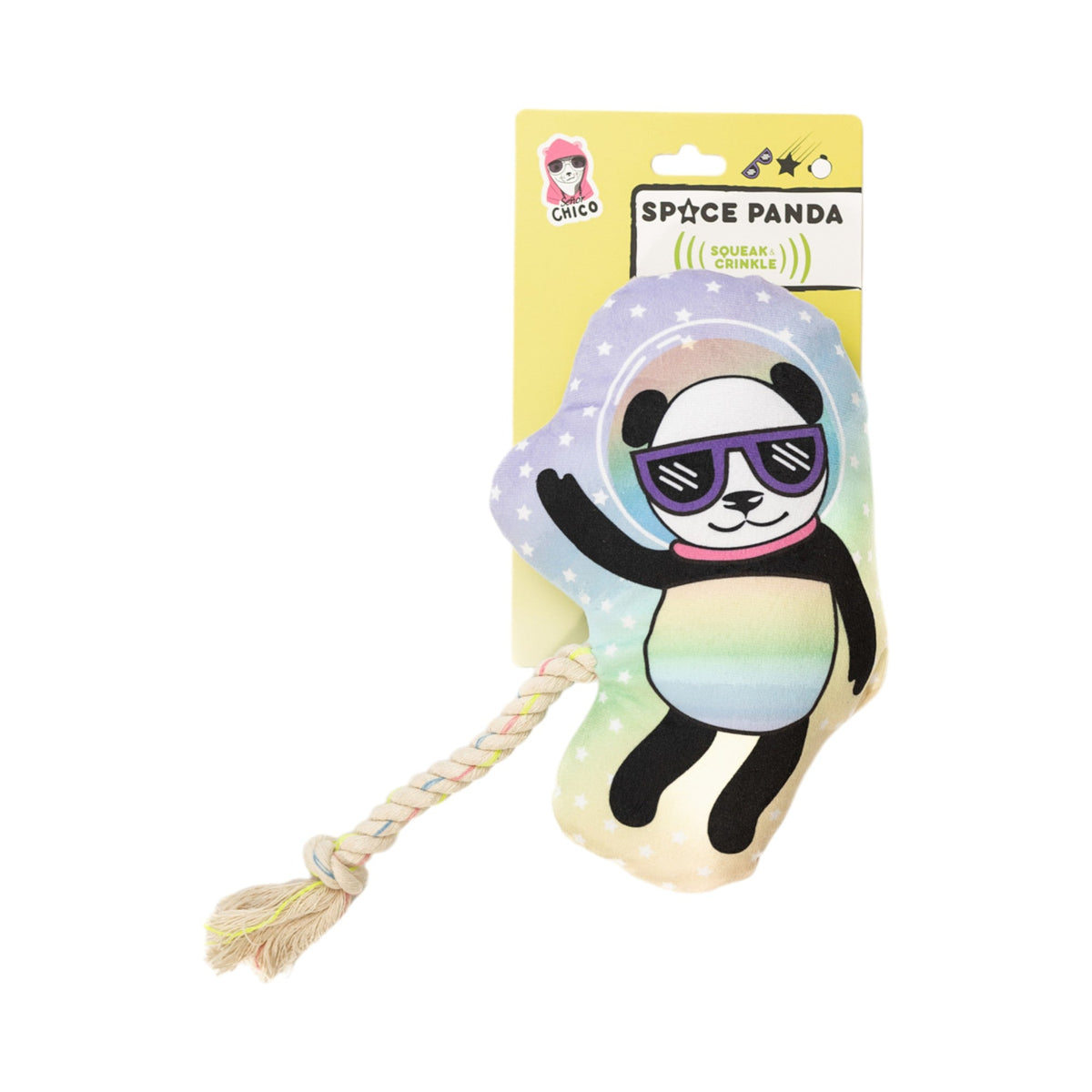 Space Panda Plush Dog Toy – with Squeaker & Crinkle Paper for Fun Play - BIG FRENCHIES