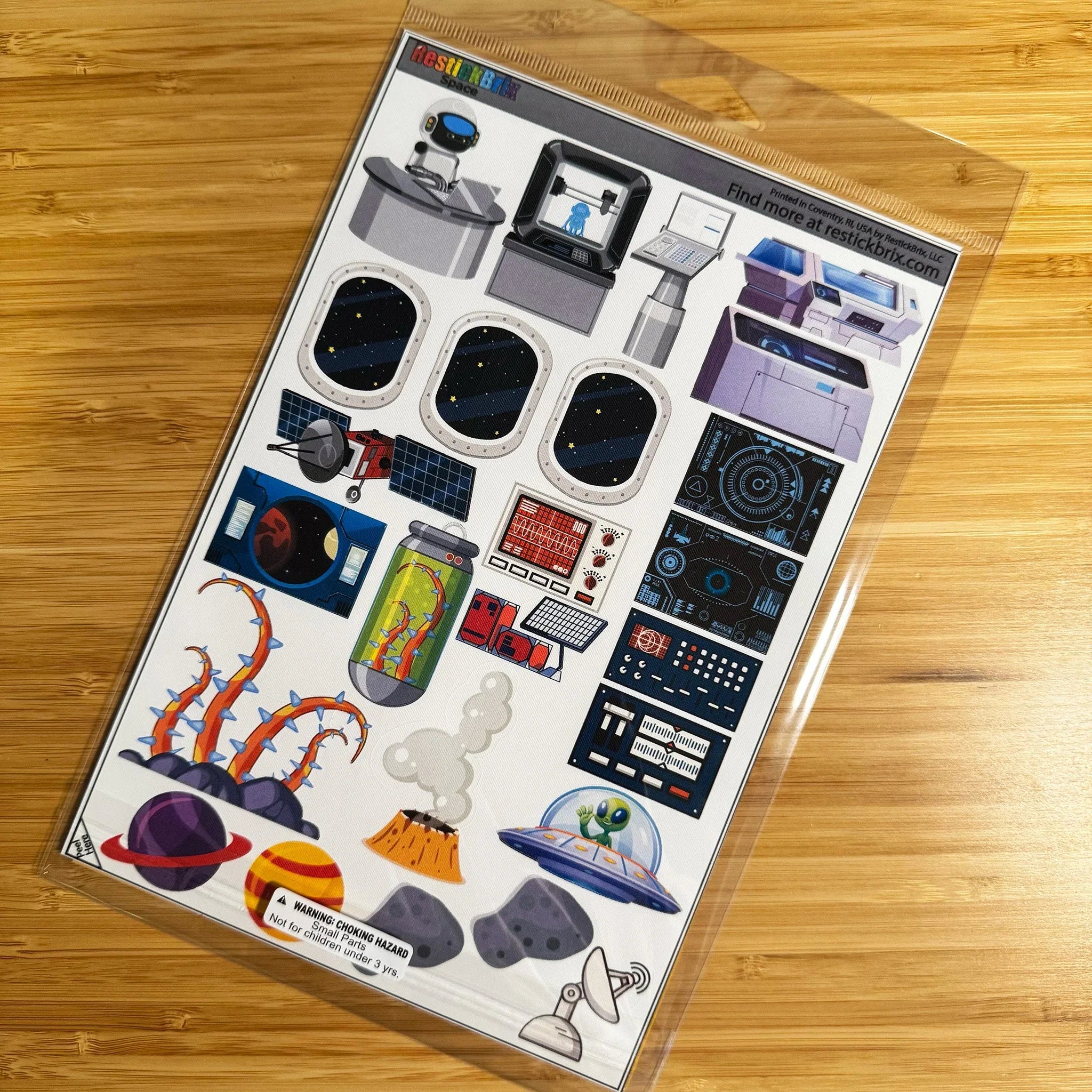 Space: Reusable Decals for Customizing Magnetic Tiles, Plastic Bricks, and more - BIG FRENCHIES