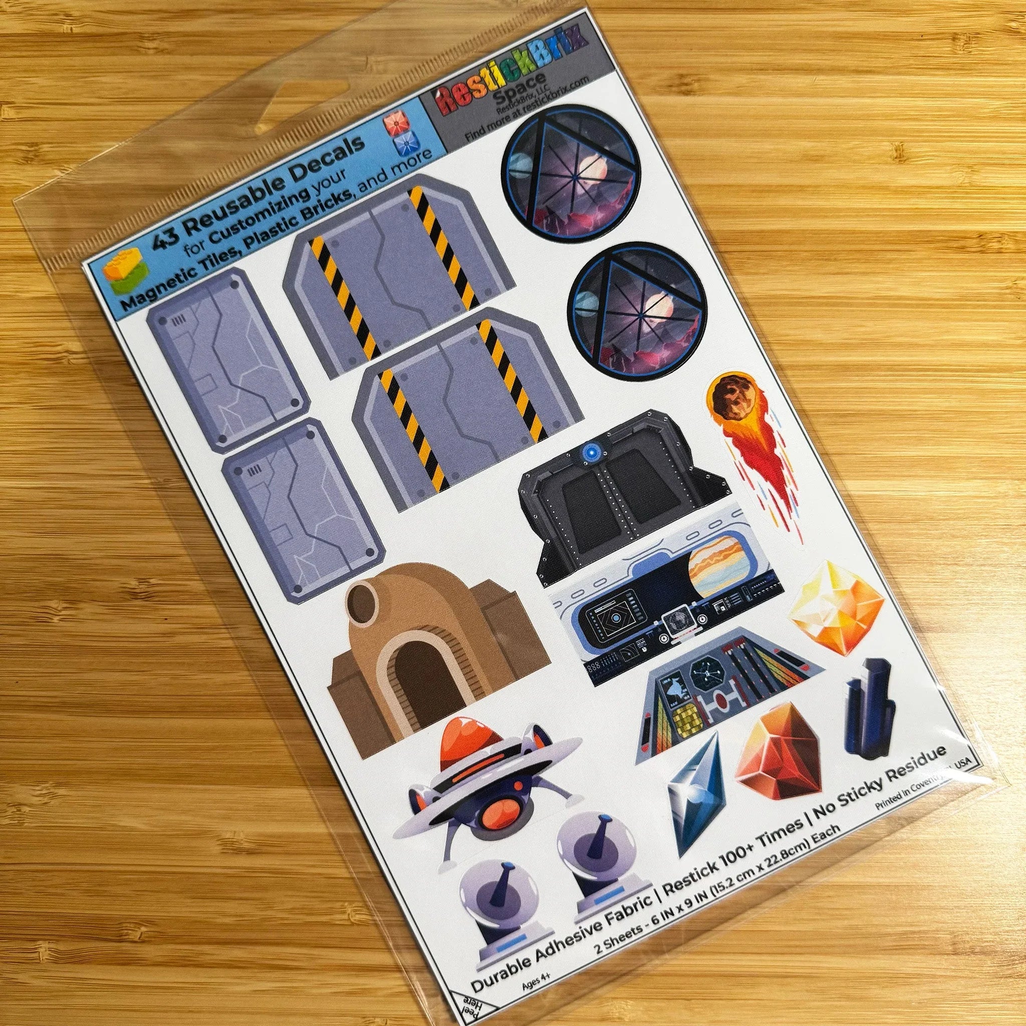 Space: Reusable Decals for Customizing Magnetic Tiles, Plastic Bricks, and more - BIG FRENCHIES