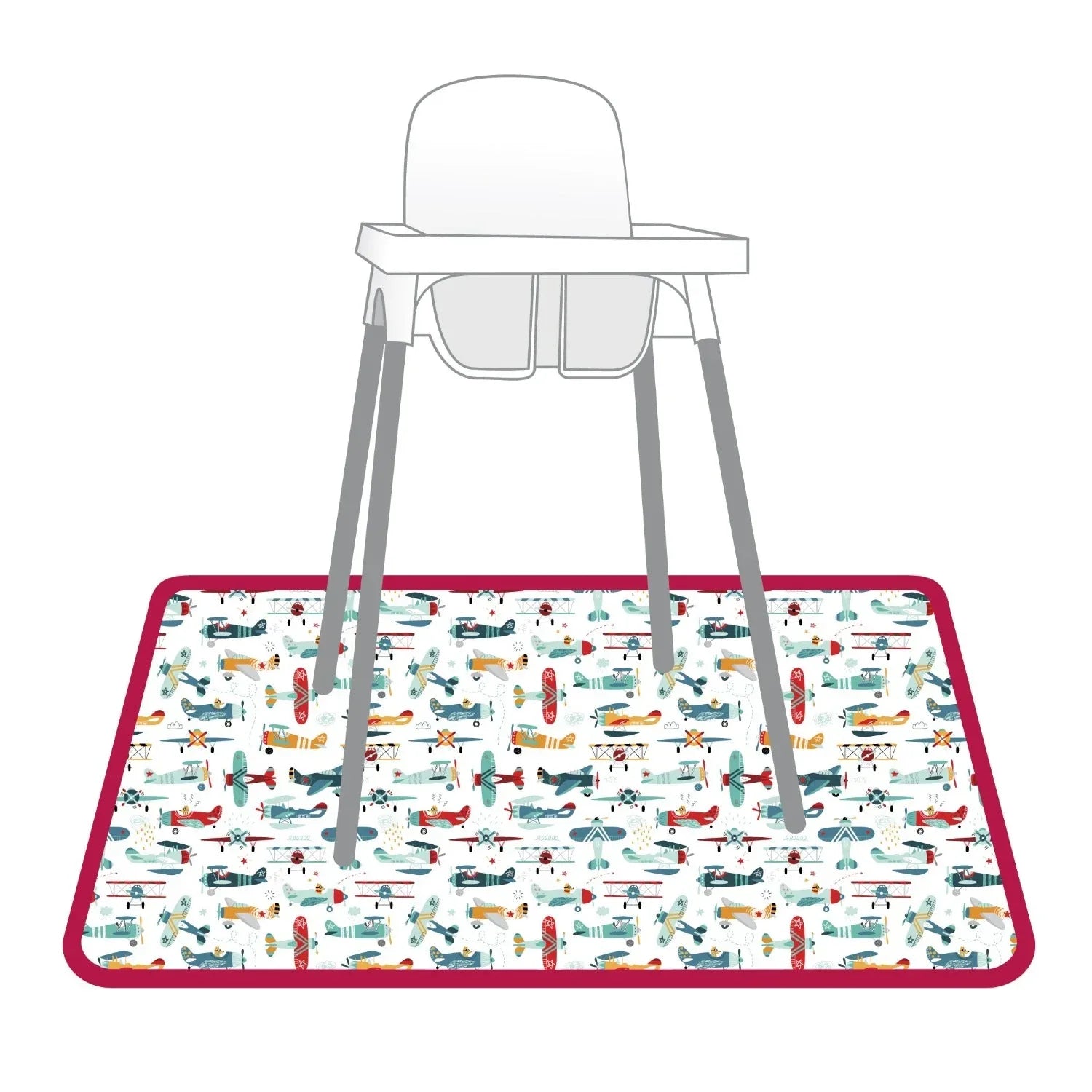 Retro Airplanes Splash Mat - A Waterproof Catch-All for Highchair Spills and More! - BIG FRENCHIES