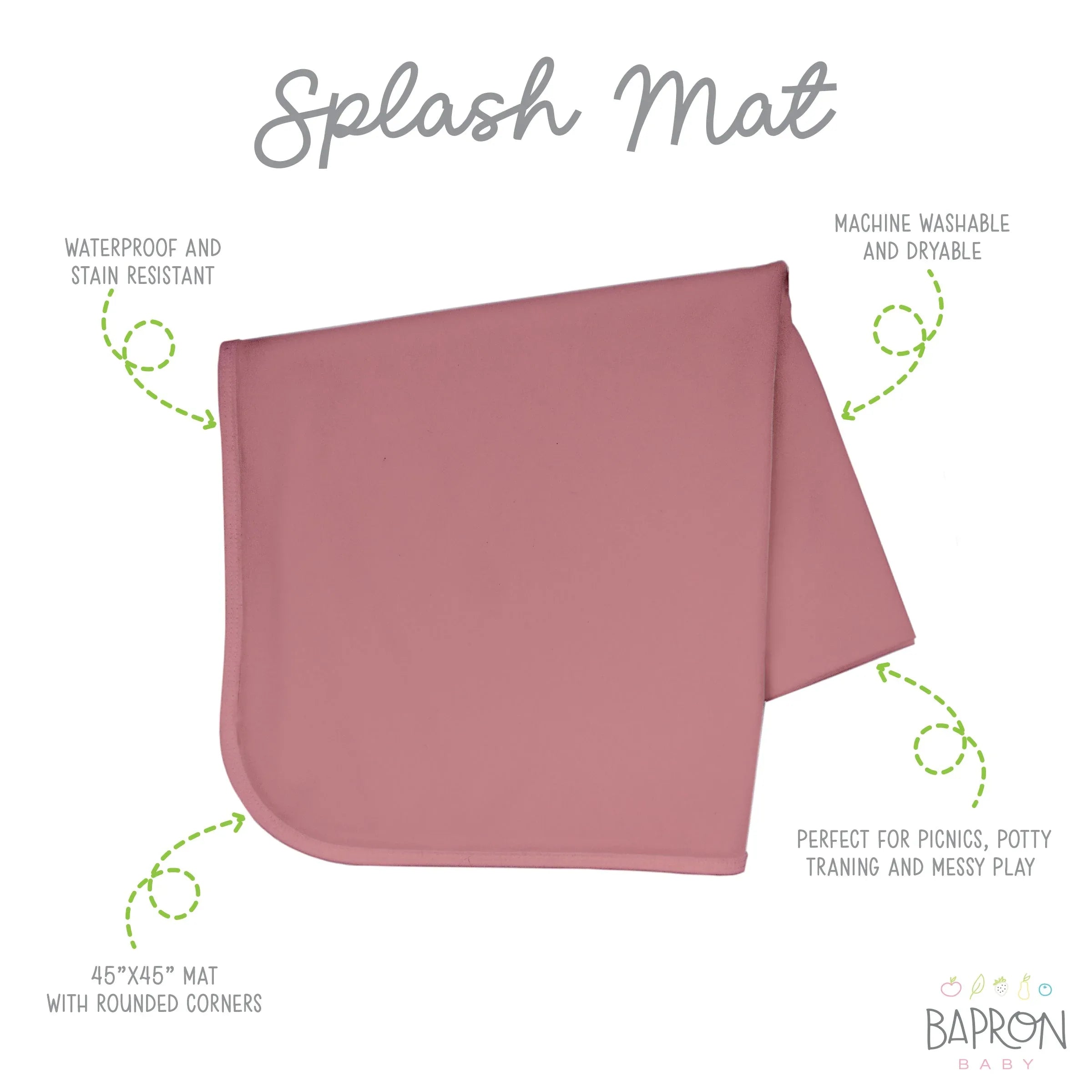 Solid Blush Minimalist Splash Mat - A Waterproof Catch-All for Highchair Spills and More! - BIG FRENCHIES