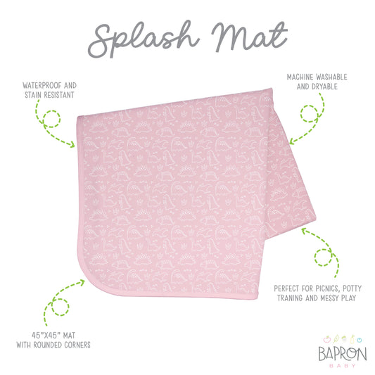 Dino Friends - Blush Splash Mat - A Waterproof Catch-All for Highchair Spills and More!