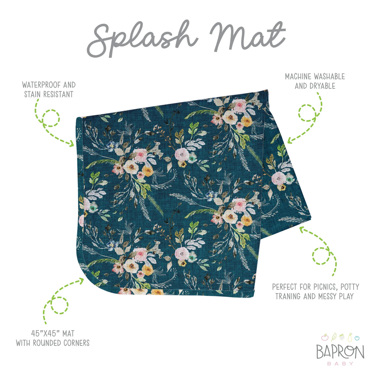 Boho Floral Splash Mat - A Waterproof Catch-All for Highchair Spills and More! - BIG FRENCHIES