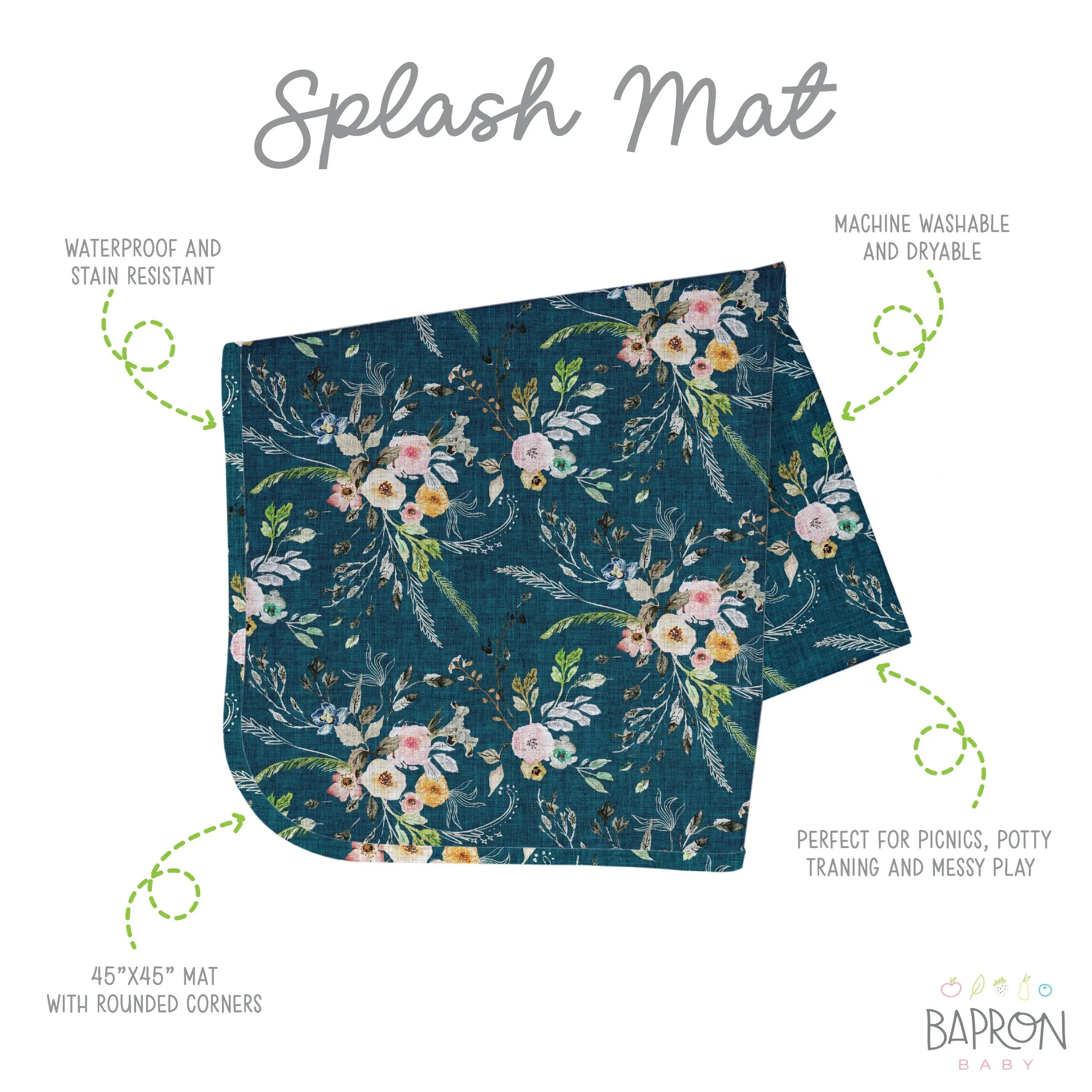 Boho Floral Splash Mat - A Waterproof Catch-All for Highchair Spills and More! - BIG FRENCHIES