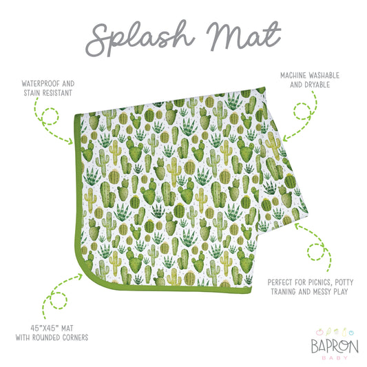 Desert Cactus Splash Mat - A Waterproof Catch-All for Highchair Spills and More!