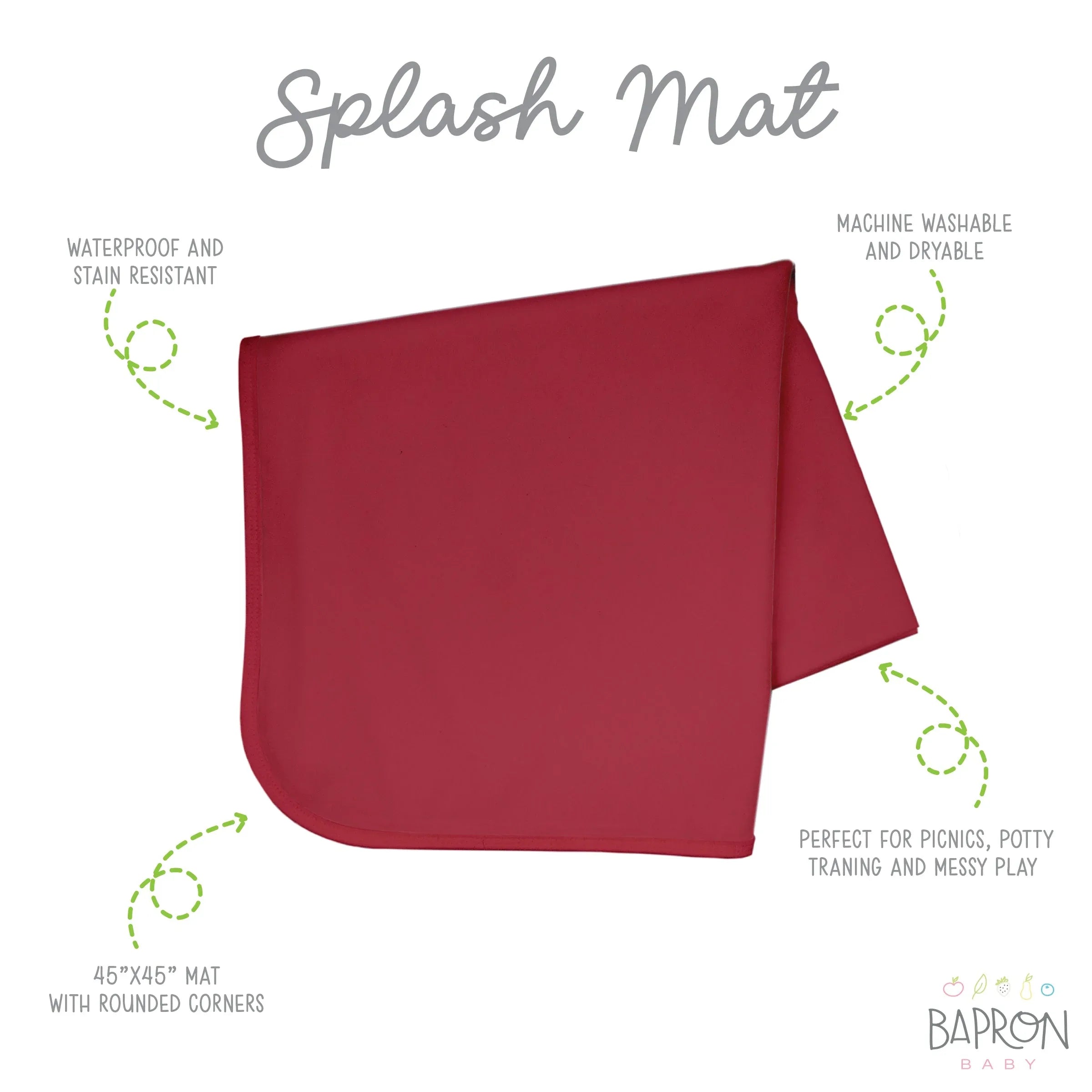 Solid Cranberry Minimalist Splash Mat - A Waterproof Catch-All for Highchair Spills and More! - BIG FRENCHIES
