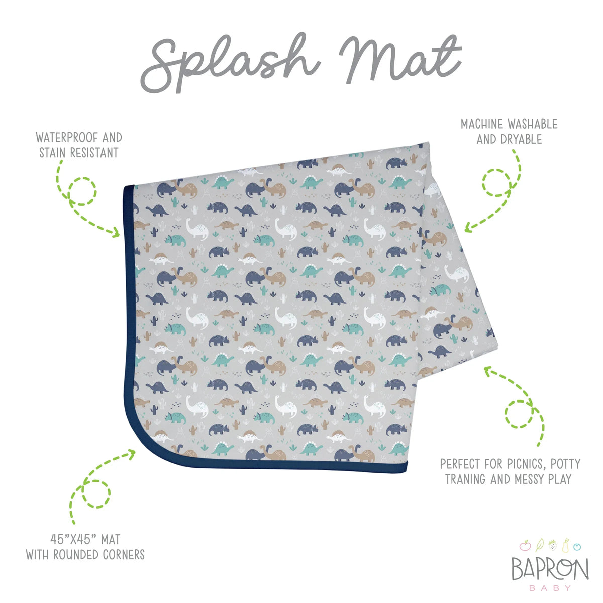 Desert Dinos Splash Mat - A Waterproof Catch-All for Highchair Spills and More! - BIG FRENCHIES