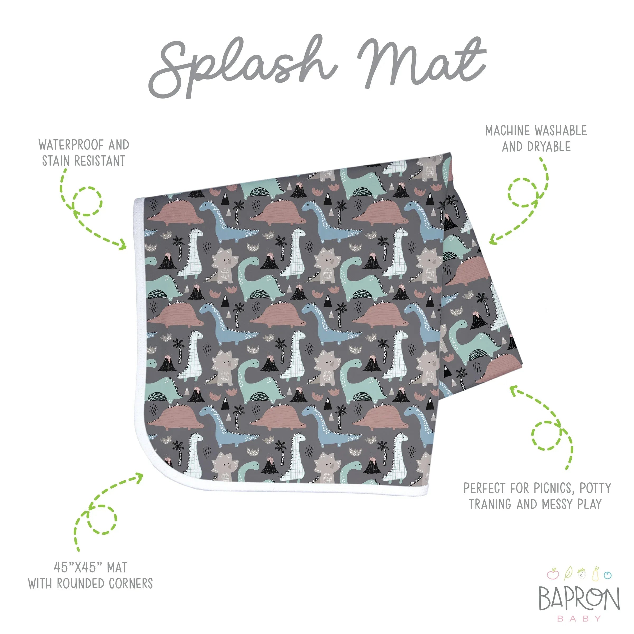 Dinosaur Drawing Splash Mat - A Waterproof Catch-All for Highchair Spills and More! - BIG FRENCHIES