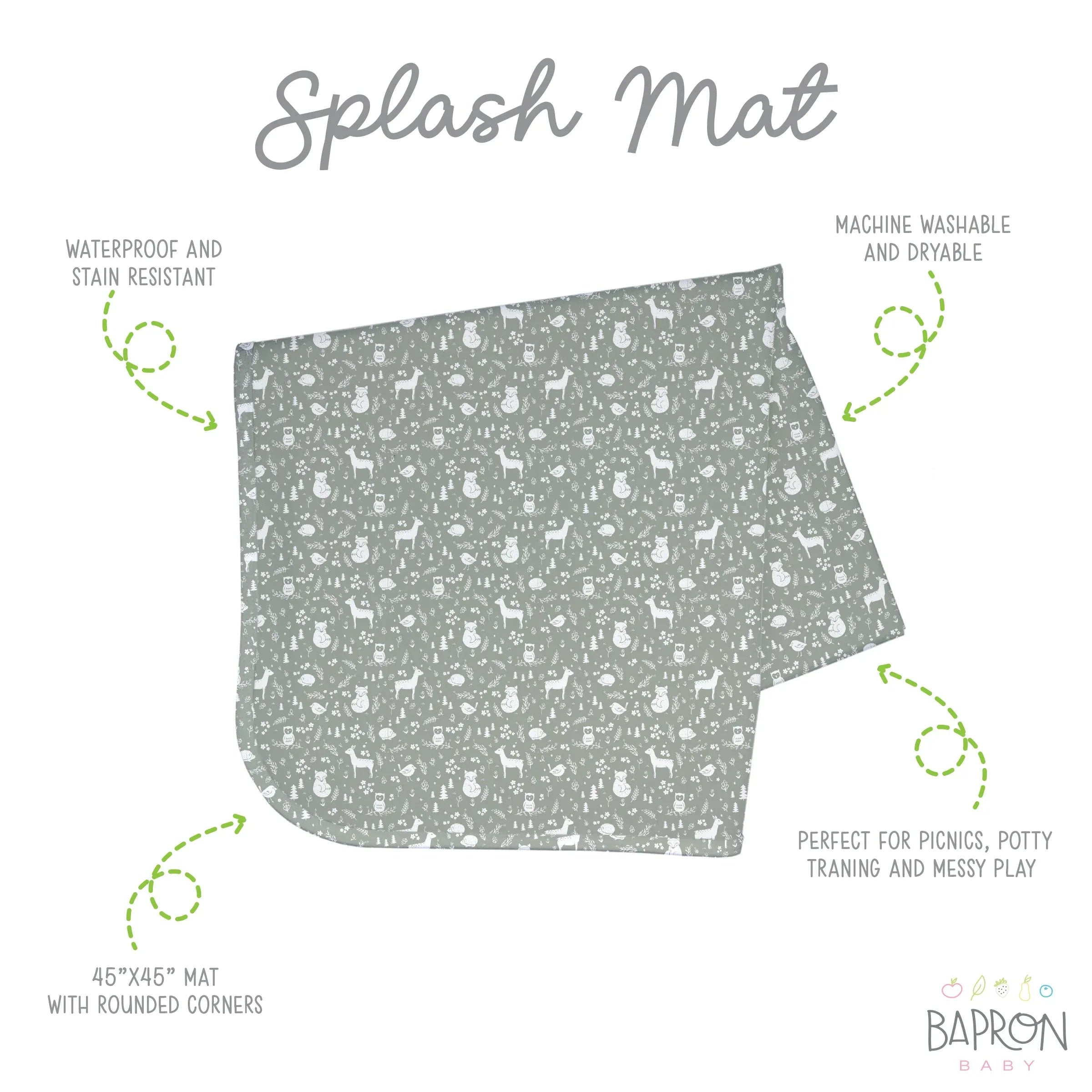 Forest Friends Splash Mat - A Waterproof Catch-All for Highchair Spills and More! - BIG FRENCHIES