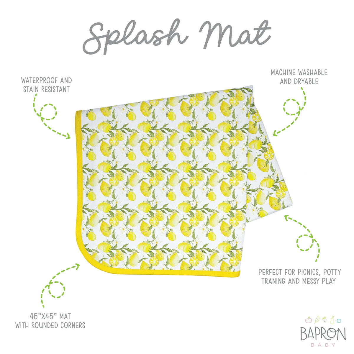 Fresh Lemon Splash Mat - A Waterproof Catch-All for Highchair Spills and More! - BIG FRENCHIES