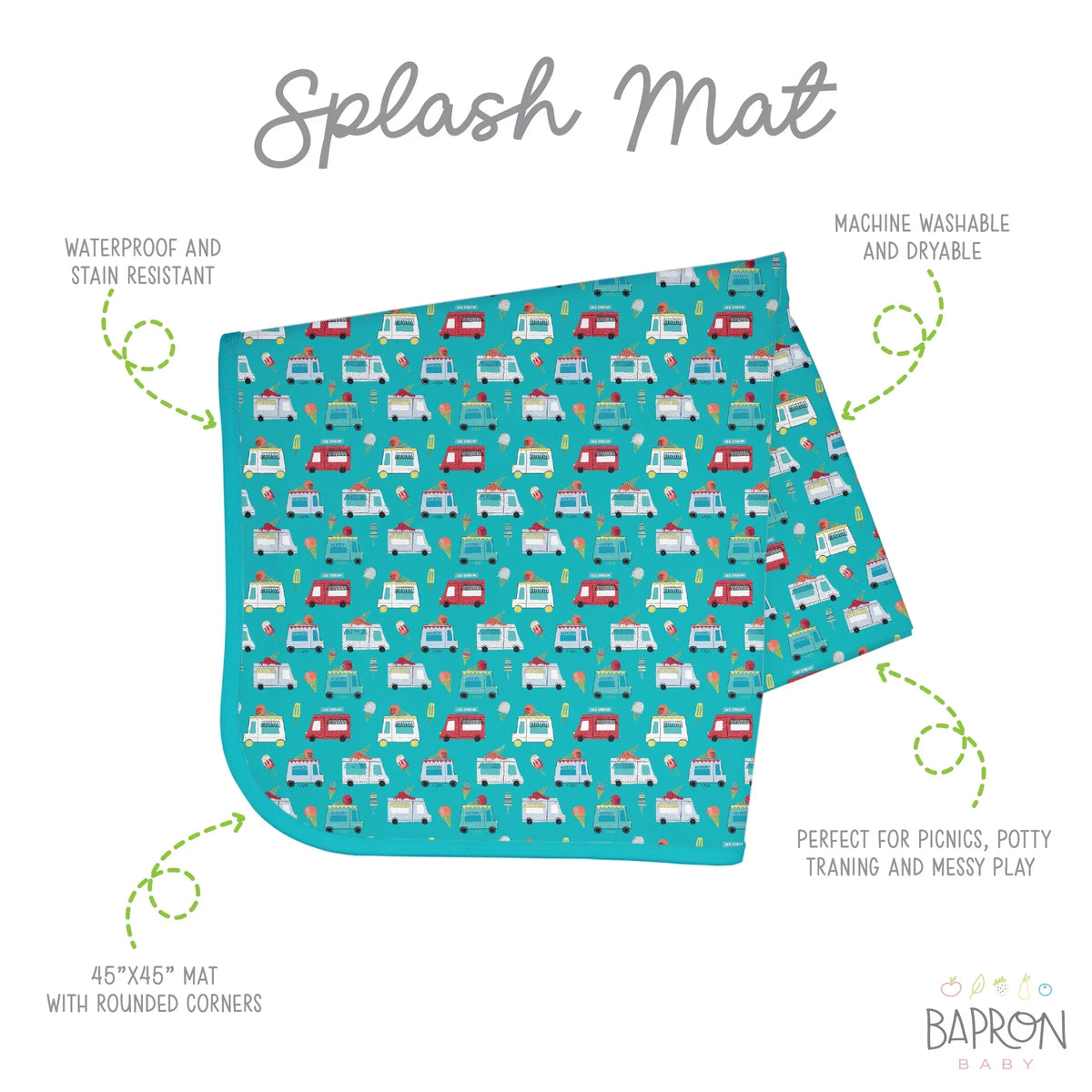 Ice Cream Truck Splash Mat - A Waterproof Catch-All for Highchair Spills and More! - BIG FRENCHIES
