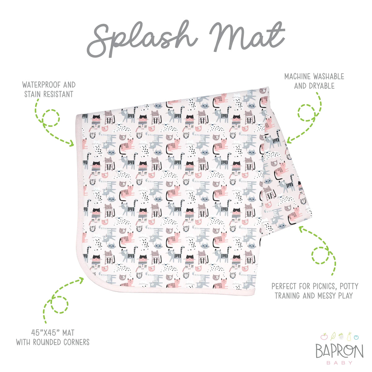 Kitty Splash Mat - A Waterproof Catch-All for Highchair Spills and More! - BIG FRENCHIES