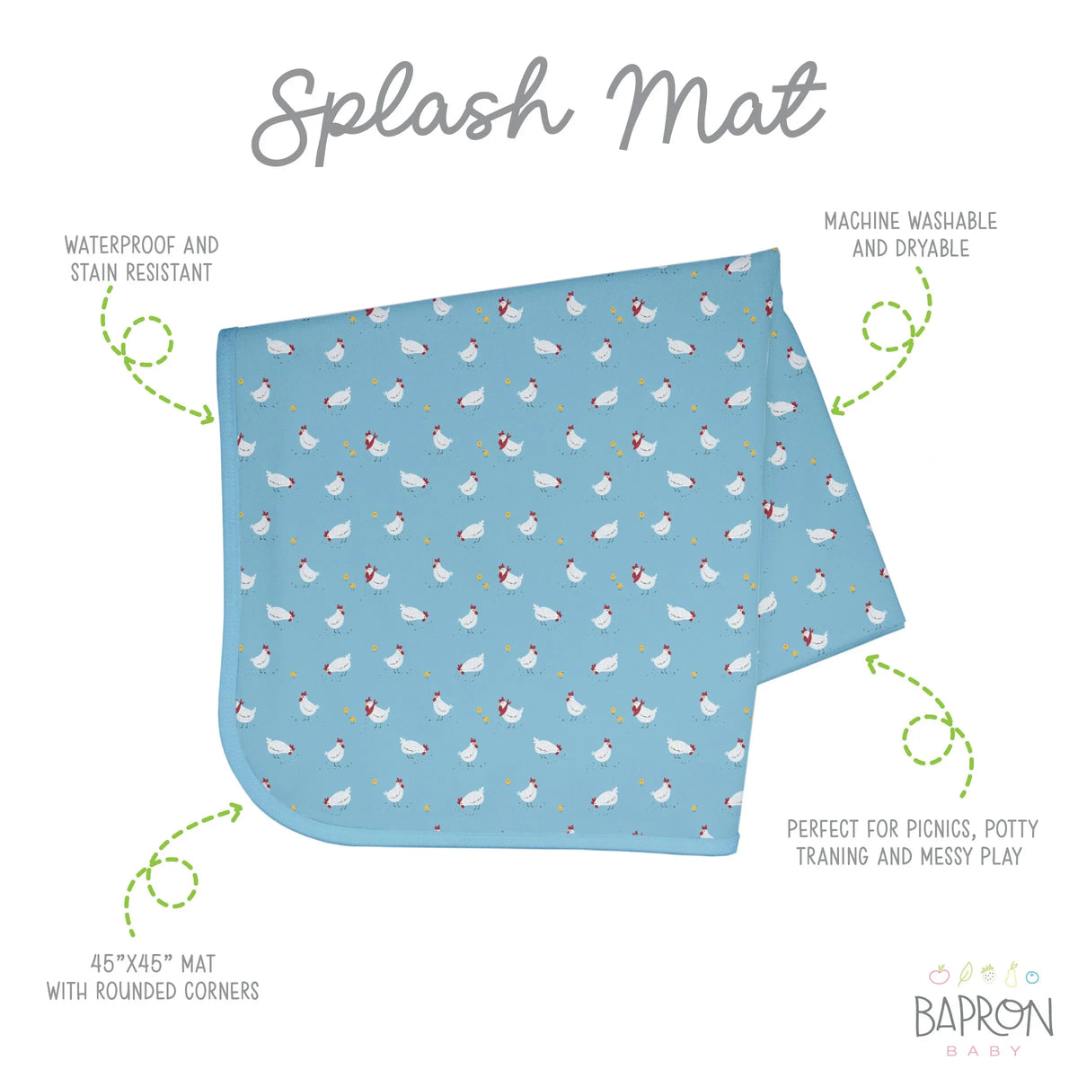 Little Chickies Splash Mat - A Waterproof Catch-All for Highchair Spills and More! SALE - BIG FRENCHIES