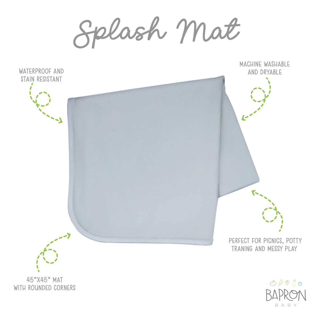 Solid Light Gray Minimalist Splash Mat - A Waterproof Catch-All for Highchair Spills and More! - BIG FRENCHIES