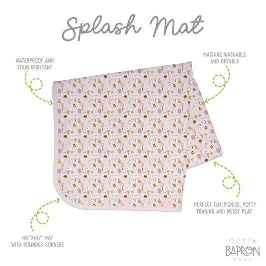 Pink Ice Cream Splash Mat - A Waterproof Catch-All for Highchair Spills and More!