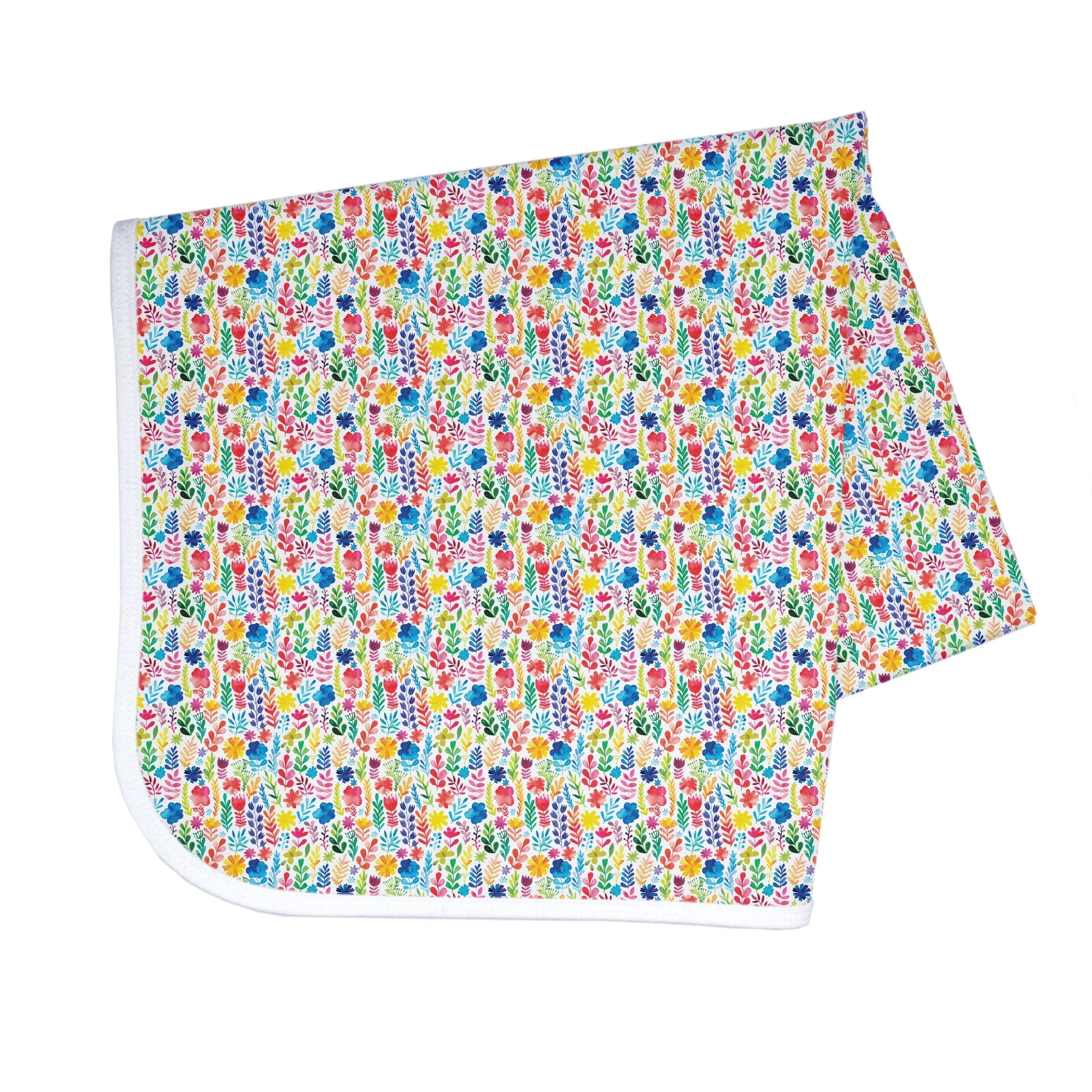 Rainbow Watercolor Floral Splash Mat - A Waterproof Catch-All for Highchair Spills and More! - BIG FRENCHIES