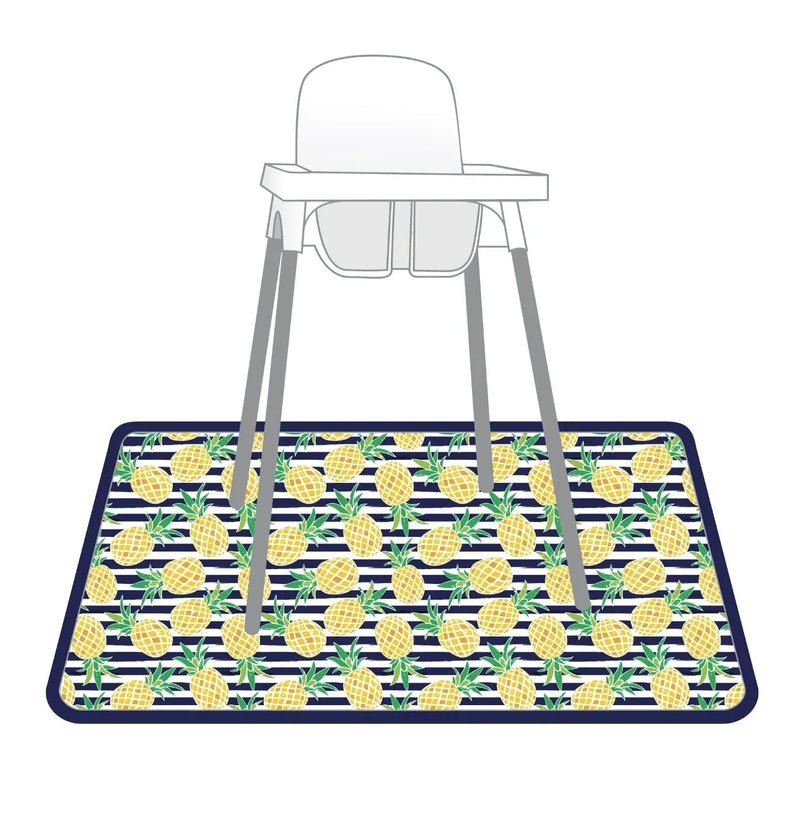 Summer Stripes - Pineapple - Splash Mat - A Waterproof Catch-All for Highchair Spills and More! - BIG FRENCHIES