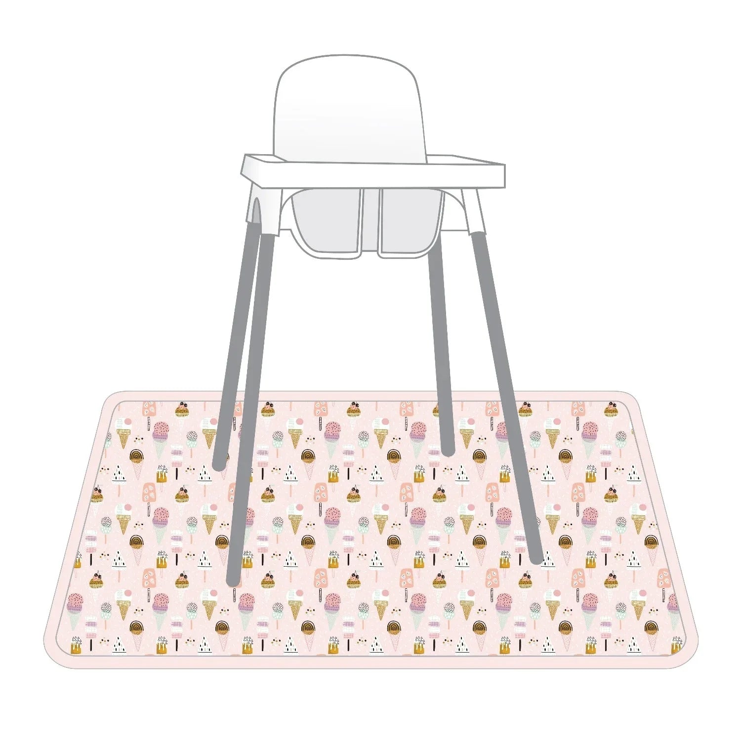 Pink Ice Cream Splash Mat - A Waterproof Catch-All for Highchair Spills and More! - BIG FRENCHIES