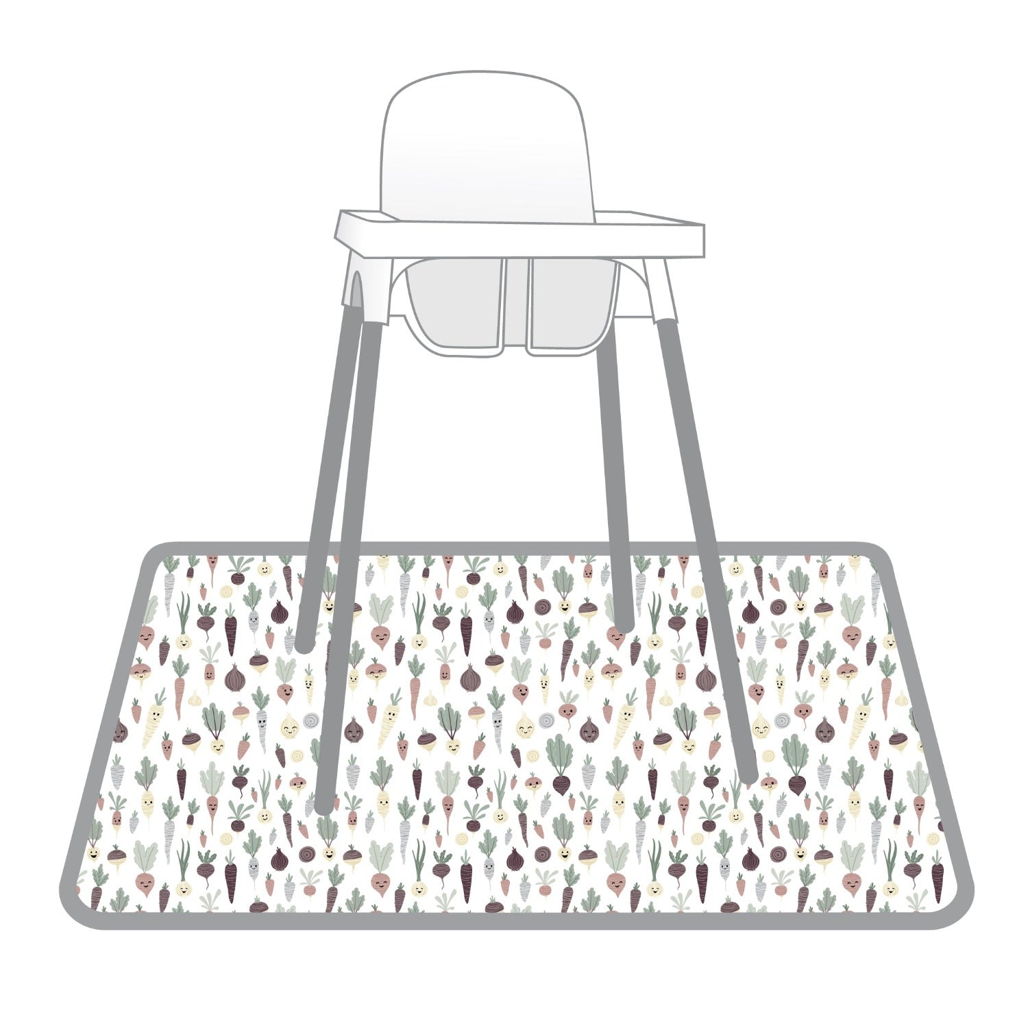 Root Veggies Splash Mat - A Waterproof Catch-All for Highchair Spills and More!