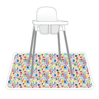Rainbow Watercolor Floral Splash Mat - A Waterproof Catch-All for Highchair Spills and More! - BIG FRENCHIES