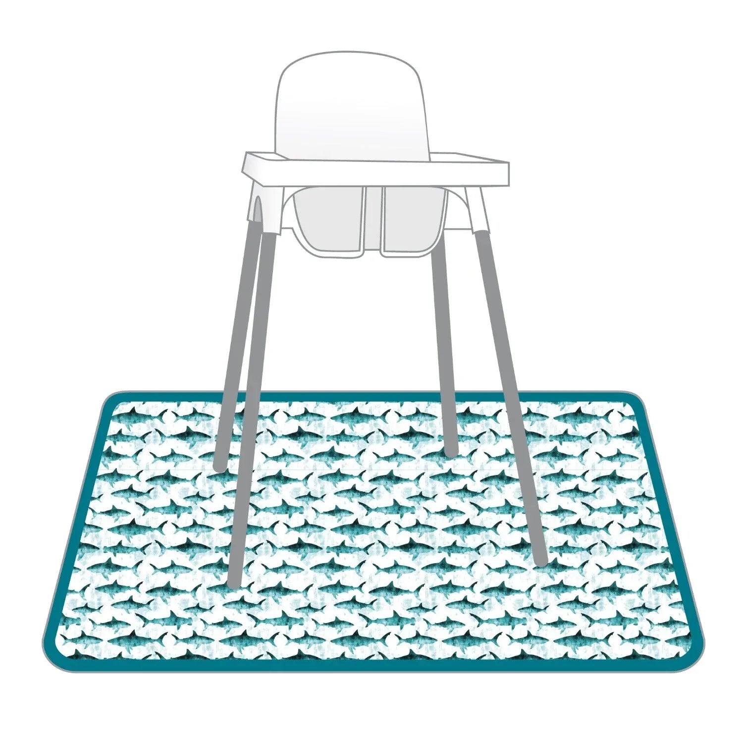 Shark Attack Splash Mat - A Waterproof Catch-All for Highchair Spills and More! - BIG FRENCHIES