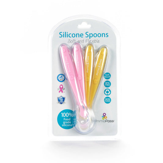 Primo Passi Silicone Spoon 4PK in Pink and Yellow - BIG FRENCHIES