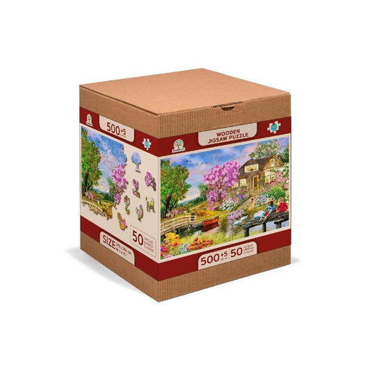 Springtime Cottage 505 Piece Wood Jigsaw Puzzle Wooden City - BIG FRENCHIES