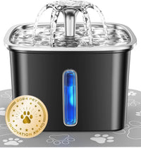 Stainless Steel Cat Water Fountain 95oz with 5-Stage Filtration & LED
