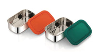 Stainless Steel Snack Rectangle Container Set (Two) for Veggies, Fruit, Chips, Dips and more - BIG FRENCHIES