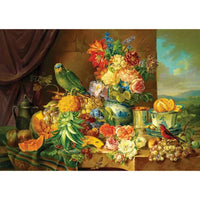 Still Life with Fruit Flowers & Parrot 1000 Piece Jigsaw Puzzle Enjoy