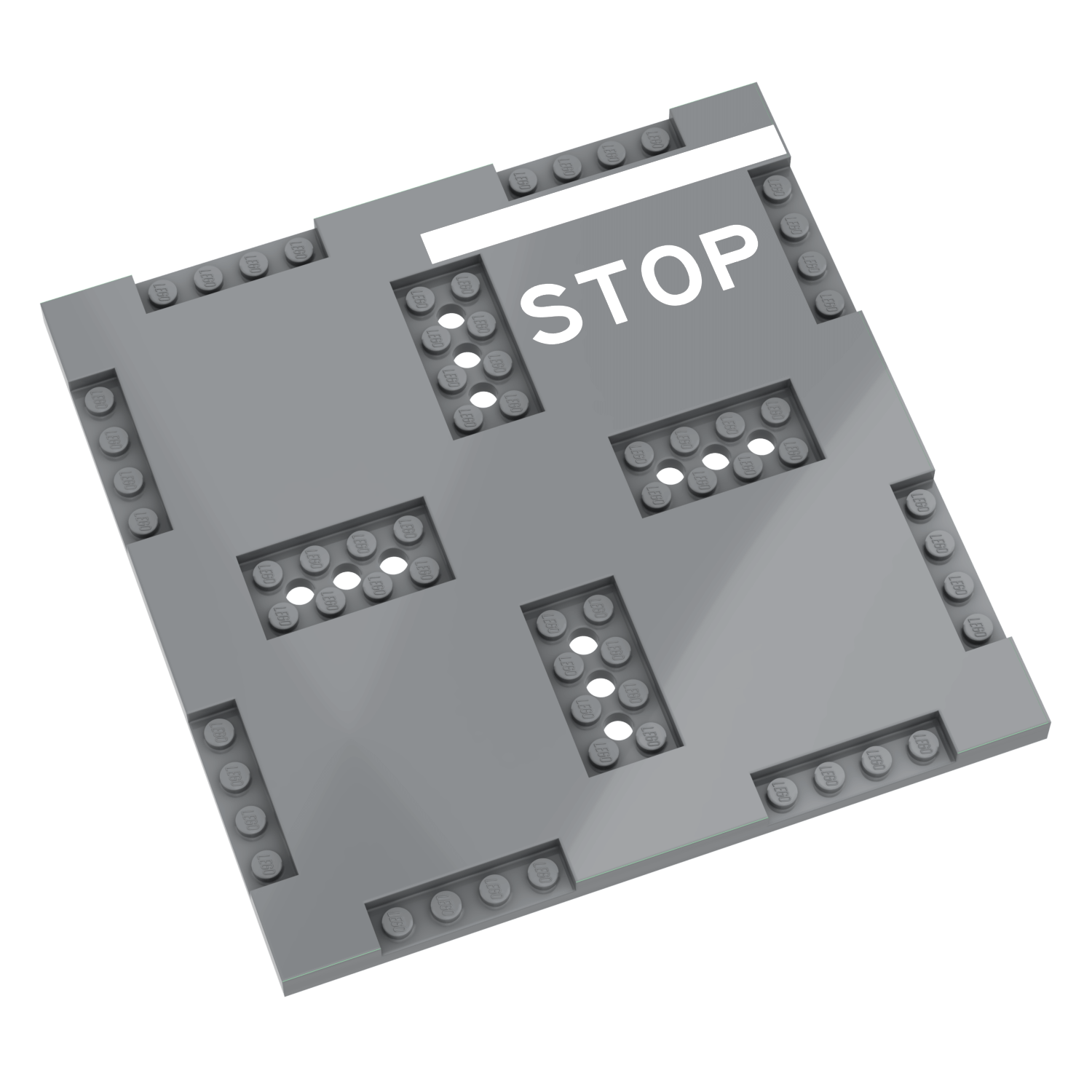 Stop Line Road Plate - Custom Printed City Accessory - Made Using a LEGO® Part