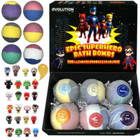 EvolutionUSA Epic Superhero Bath Bombs for Kids, 6pc Super Hero Bath Bombs with Toy Inside Bathbombs, Spiderman Bathbomb with Surprise Inside, Bath Balls for Marvel Lovers, Easter Childrens Bath Bomb - BIG FRENCHIES