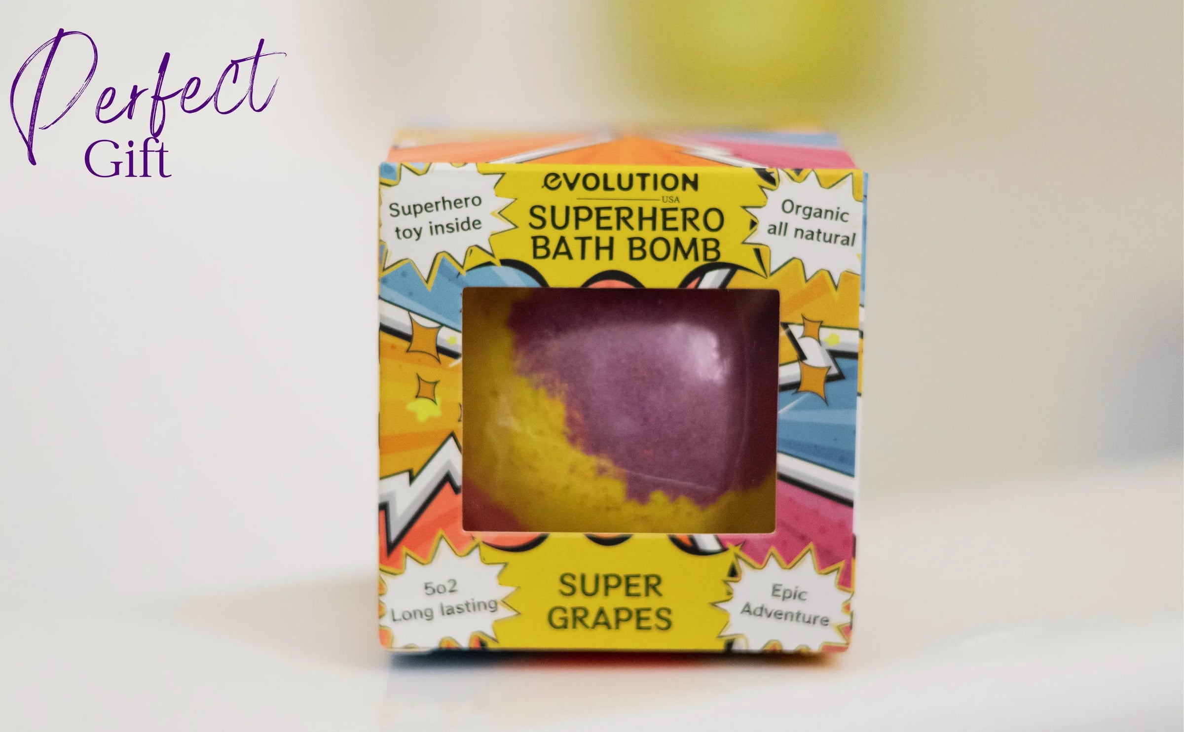 EvolutionUSA 1pc Red Epic Superhero Bath Bombs for Kids, Super Hero Bath Bomb with Toy Inside, Lush Childrens Bathbomb, Organic Bathbomb with Surprise Inside, Fizzy Fun Superhero Bath Ball - BIG FRENCHIES