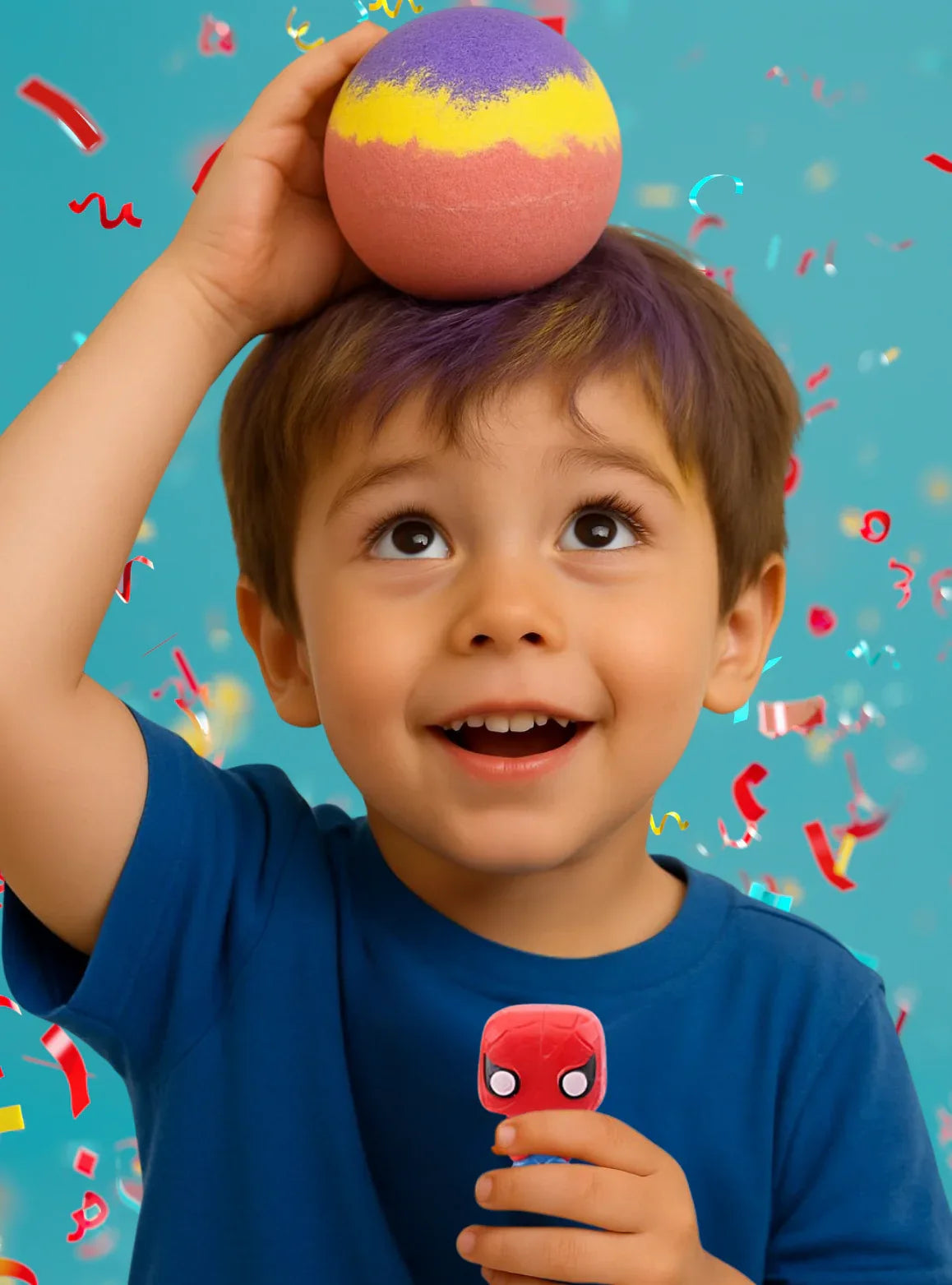 EvolutionUSA 1pc Red Epic Superhero Bath Bombs for Kids, Super Hero Bath Bomb with Toy Inside, Lush Childrens Bathbomb, Organic Bathbomb with Surprise Inside, Fizzy Fun Superhero Bath Ball - BIG FRENCHIES