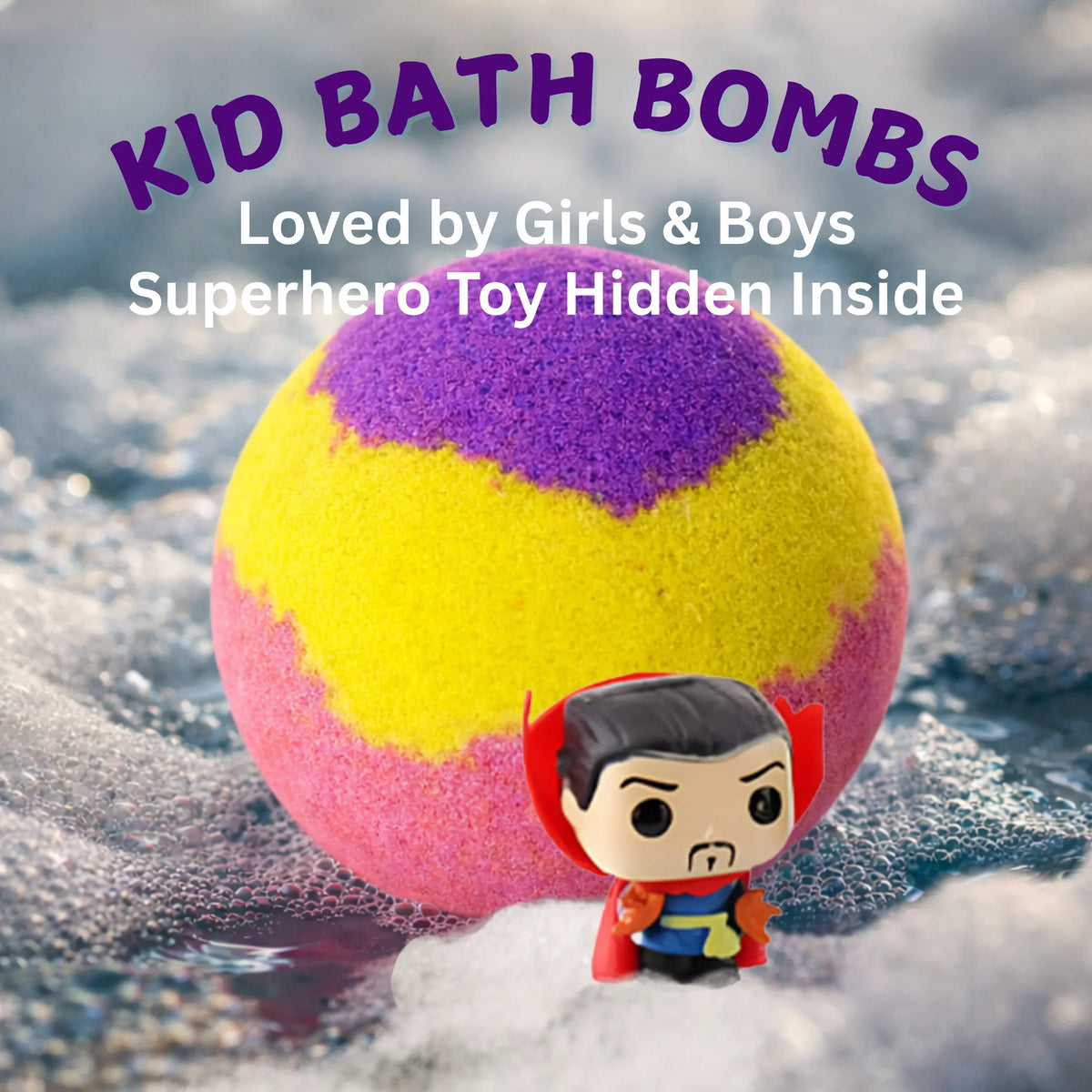 EvolutionUSA 1pc Red Epic Superhero Bath Bombs for Kids, Super Hero Bath Bomb with Toy Inside, Lush Childrens Bathbomb, Organic Bathbomb with Surprise Inside, Fizzy Fun Superhero Bath Ball - BIG FRENCHIES