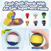 EvolutionUSA Epic Superhero Bath Bombs for Kids, 6pc Super Hero Bath Bombs with Toy Inside Bathbombs, Spiderman Bathbomb with Surprise Inside, Bath Balls for Marvel Lovers, Easter Childrens Bath Bomb - BIG FRENCHIES