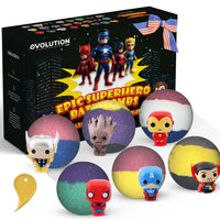 EvolutionUSA Epic Superhero Bath Bombs for Kids, 6pc Super Hero Bath Bombs with Toy Inside Bathbombs, Spiderman Bathbomb with Surprise Inside, Bath Balls for Marvel Lovers, Easter Childrens Bath Bomb - BIG FRENCHIES