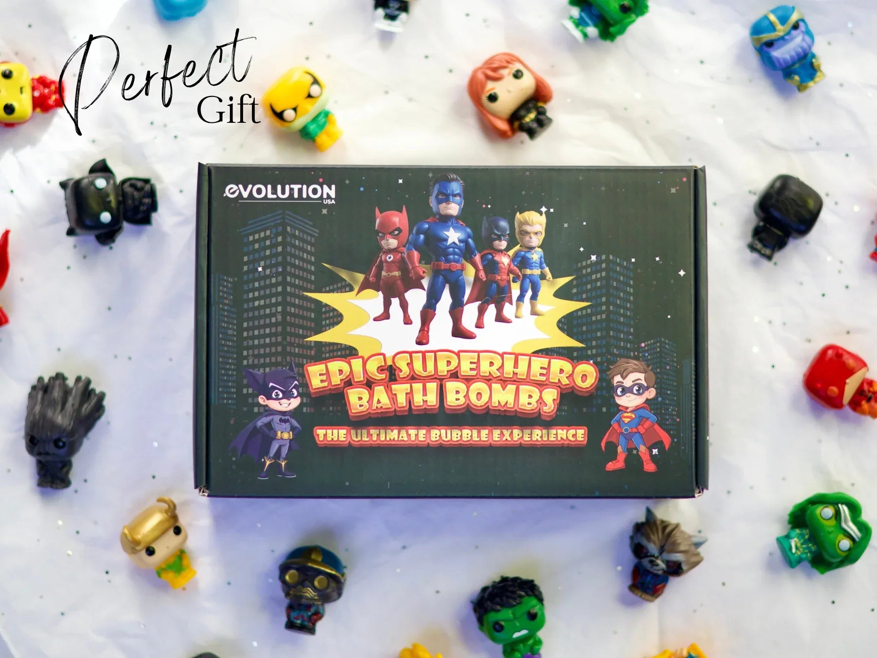 EvolutionUSA Epic Superhero Bath Bombs for Kids, 6pc Super Hero Bath Bombs with Toy Inside Bathbombs, Spiderman Bathbomb with Surprise Inside, Bath Balls for Marvel Lovers, Easter Childrens Bath Bomb - BIG FRENCHIES