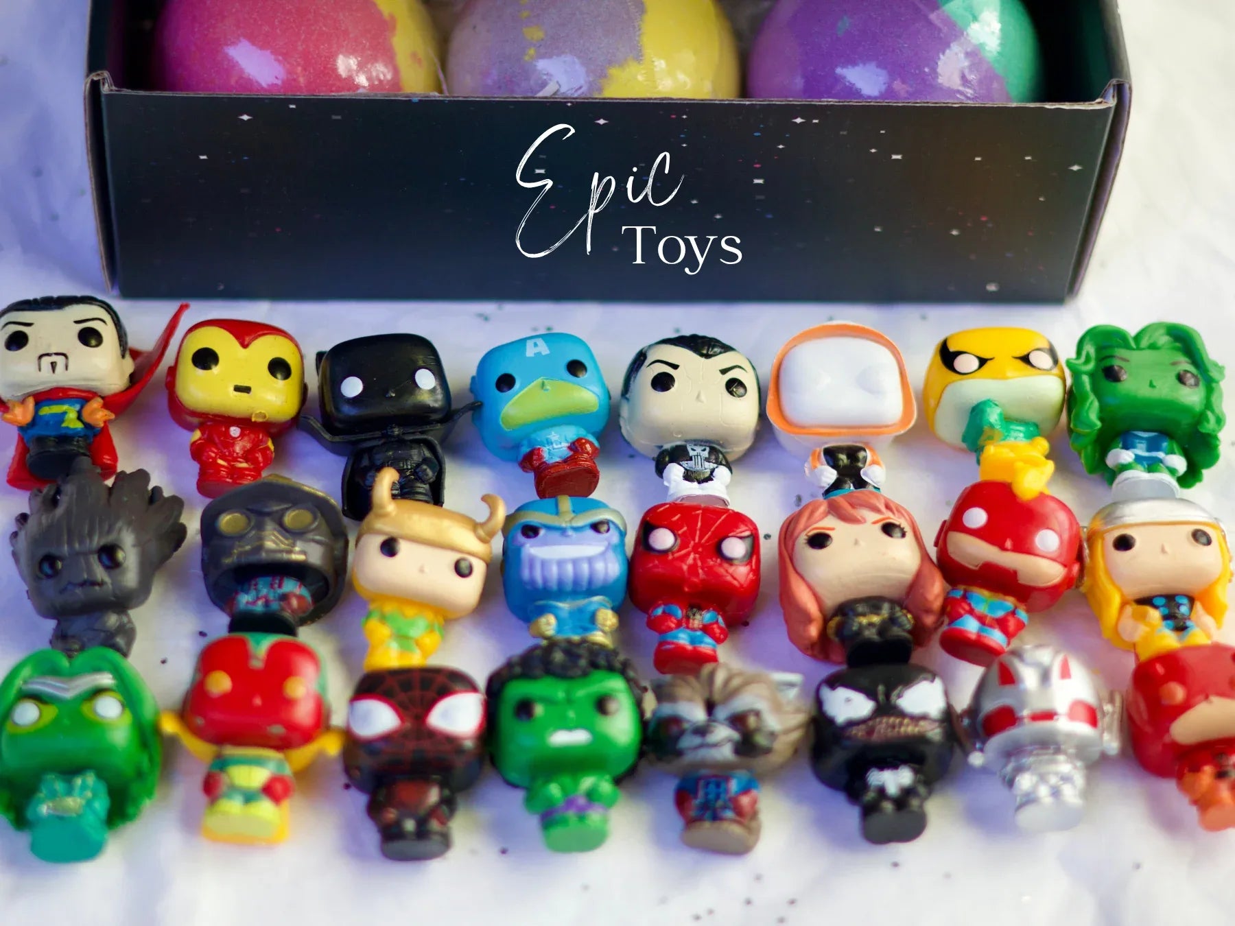 EvolutionUSA Epic Superhero Bath Bombs for Kids, 6pc Super Hero Bath Bombs with Toy Inside Bathbombs, Spiderman Bathbomb with Surprise Inside, Bath Balls for Marvel Lovers, Easter Childrens Bath Bomb - BIG FRENCHIES