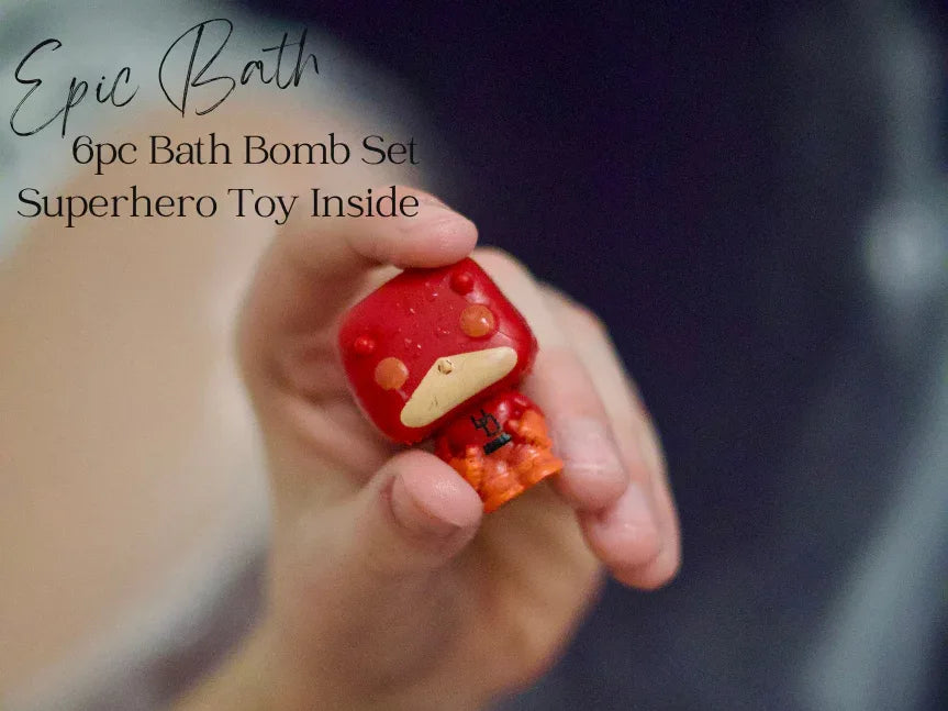 EvolutionUSA Epic Superhero Bath Bombs for Kids, 6pc Super Hero Bath Bombs with Toy Inside Bathbombs, Spiderman Bathbomb with Surprise Inside, Bath Balls for Marvel Lovers, Easter Childrens Bath Bomb - BIG FRENCHIES