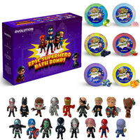 EvolutionUSA Epic Superhero Bath Bombs for Kids, 6 Super Hero Bath Bombs with Toy Inside Bathbombs, Spiderman Bathbomb with Surprise Inside, Bath Balls for Marvel Lovers, Easter Childrens Bath - BIG FRENCHIES