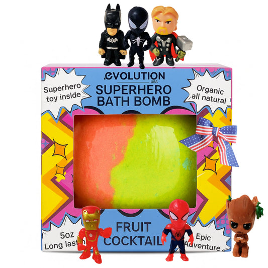 EvolutionUSA 1pc Green Epic Superhero Bath Bombs for Kids, Super Hero Bath Bomb with Toy Inside, Lush Children Bathbomb, Organic Bathbomb with Surprise Inside, Fizzy Fun Superhero Bath Ball - BIG FRENCHIES