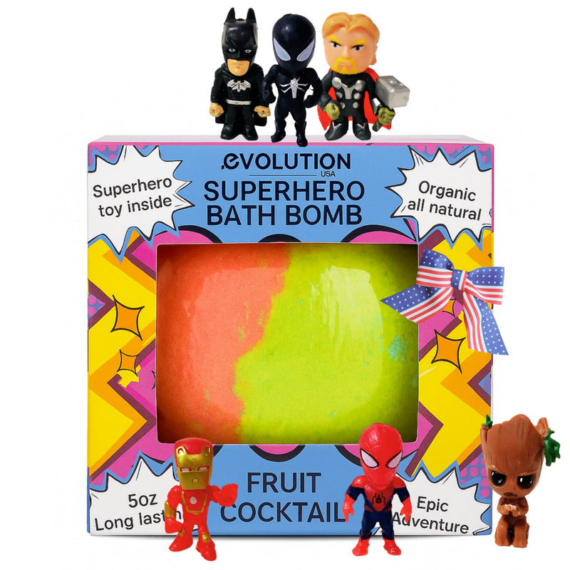 EvolutionUSA 1pc Green Epic Superhero Bath Bombs for Kids, Super Hero Bath Bomb with Toy Inside, Lush Children Bathbomb, Organic Bathbomb with Surprise Inside, Fizzy Fun Superhero Bath Ball - BIG FRENCHIES
