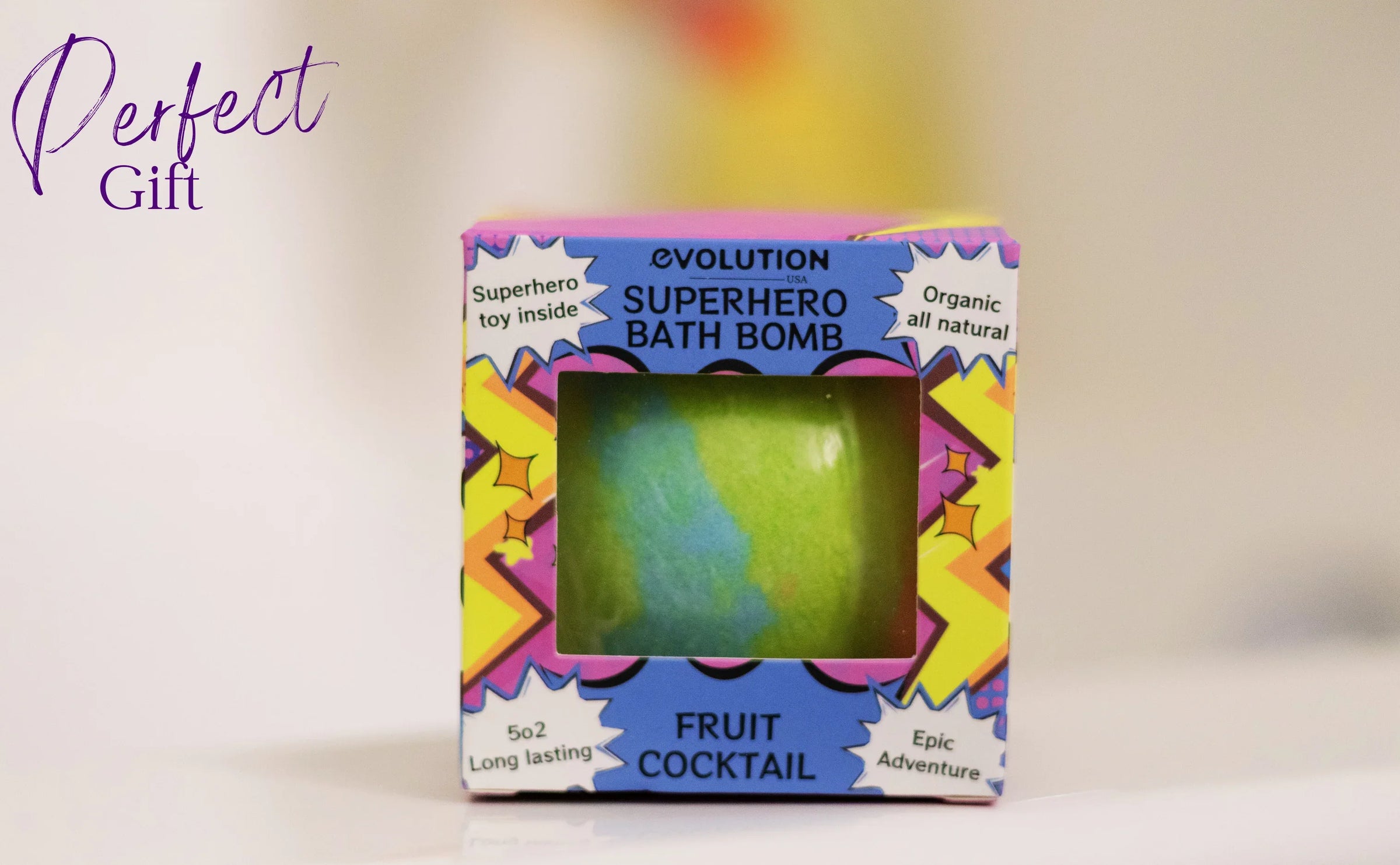 EvolutionUSA 1pc Green Epic Superhero Bath Bombs for Kids, Super Hero Bath Bomb with Toy Inside, Lush Children Bathbomb, Organic Bathbomb with Surprise Inside, Fizzy Fun Superhero Bath Ball - BIG FRENCHIES