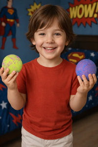 EvolutionUSA Epic Superhero Bath Bombs for Kids, 6 Super Hero Bath Bombs with Toy Inside Bathbombs, Spiderman Bathbomb with Surprise Inside, Bath Balls for Marvel Lovers, Easter Childrens Bath - BIG FRENCHIES