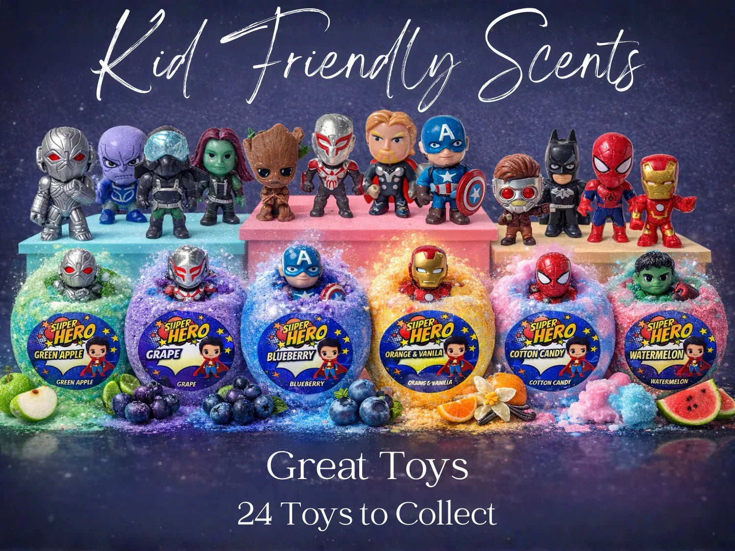 EvolutionUSA Epic Superhero Bath Bombs for Kids, 6 Super Hero Bath Bombs with Toy Inside Bathbombs, Spiderman Bathbomb with Surprise Inside, Bath Balls for Marvel Lovers, Easter Childrens Bath - BIG FRENCHIES