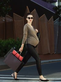 Subtle Foldover Waistband Faux Leather Maternity Leggings - BIG FRENCHIES