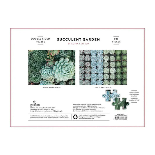 Succulent Garden Double-Sided 500 Piece Jigsaw Puzzle Galison - BIG FRENCHIES