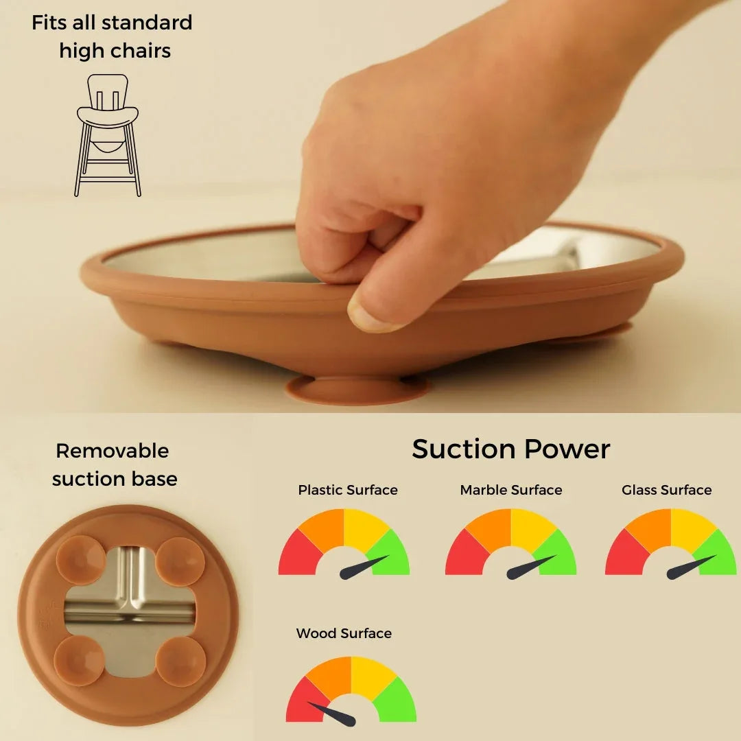 Stainless Steel Toddler Feeding Set 12+ Months- Mocha Mousse - BIG FRENCHIES