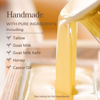 Pure Tallow + Honey Fragrance Free Handmade Tallow and Goat Milk Soap Bar - BIG FRENCHIES